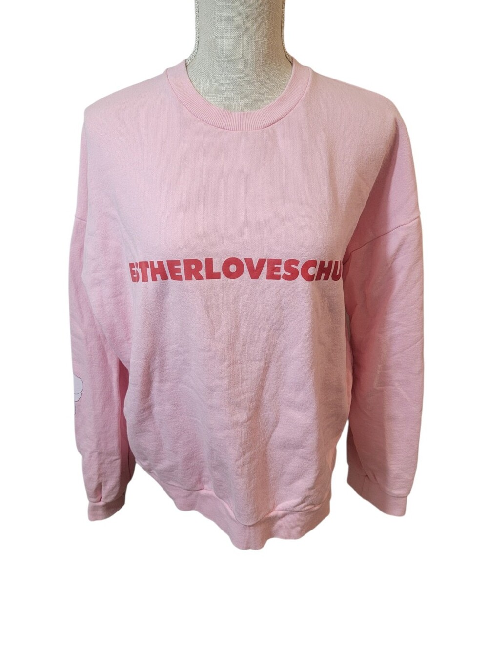Esther Loves Chuu Pink Graphic Sweatshirt Bunny Oversized Sweatshirt OS